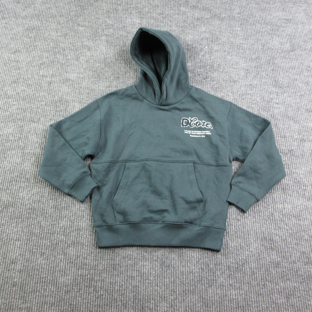 DailyCore Hoodie Mens M Green Pullover Hooded Fleece Embroidered Logo Lined